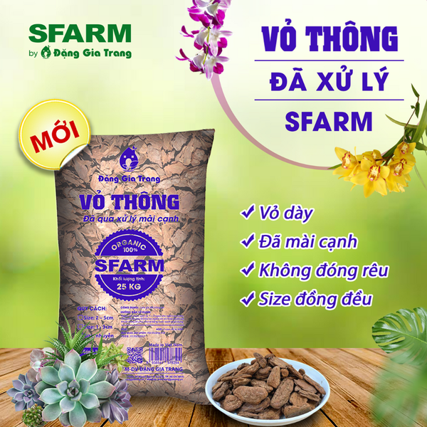 Giá thể vỏ thông trồng lan đã xử lý mài cạnh 0.3 - 0.8cm